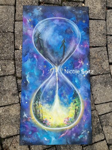 Leinwandbild (Original) * Sanduhr "Neue Welt" * 50 x 100 cm * Universum